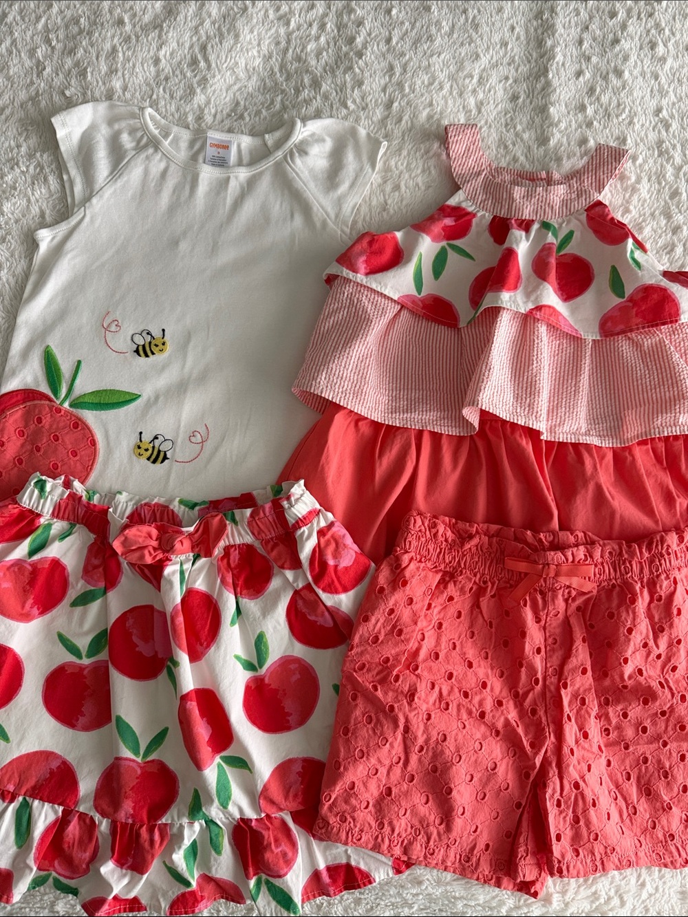 Gymboree girls size 8 peach mix match outfit set of 2 shirts, 1 skort, 1 shorts